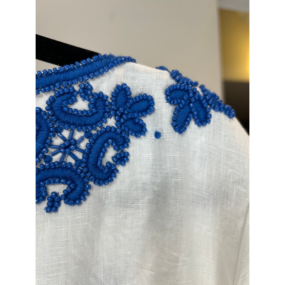 Lilly Pulitzer Elyn Beaded Linen Top White Embroidered Size 12 Resort Vacation‎ - Picture 8 of 9